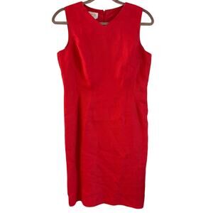 Vtg Talbots 100% Irish Linen Shift Dress Sleeveless Red Size 6 Petite Short